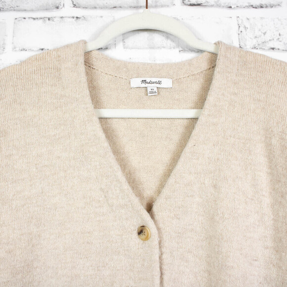 Madewell Beige Tan Merino Wool Long Sleeve Button Down Cardigan Sweater Size XS - Picture 2 of 8